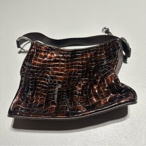 Brighton Croc Patent Leather Medallion Tote - Brown - E123388